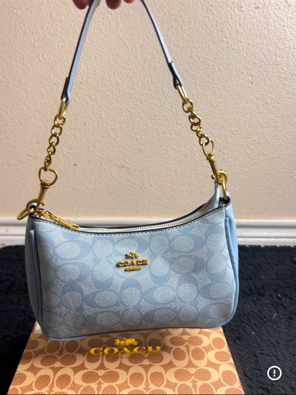 Coach Light Blue Mini Shoulder Bag with Gold Hardware